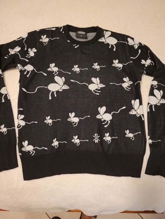 christopher Raeburn Other - Christopher Raeburn Black Crewneck Sweater with White Mouse Motif sixe XS